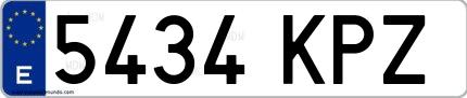 Ejemplo de matrícula española 5434 KPZ