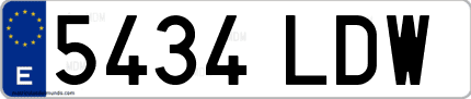Ejemplo de matrícula de coche ordinaria 5434 LDW