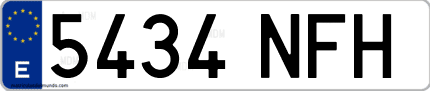 Ejemplo de matrícula de coche ordinaria 5434 NFH