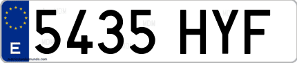 Ejemplo de matrícula de coche ordinaria 5435 HYF