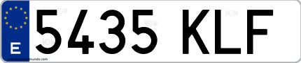 Ejemplo de matrícula de coche ordinaria 5435 KLF