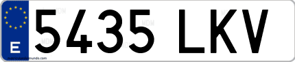 Ejemplo de matrícula de coche ordinaria 5435 LKV