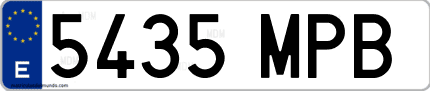 Ejemplo de matrícula de coche ordinaria 5435 MPB