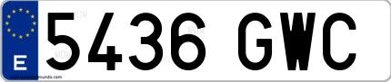 Ejemplo de matrícula española 5436 GWC