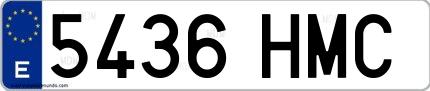 Ejemplo de matrícula española 5436 HMC