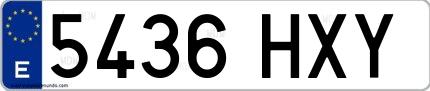 Ejemplo de matrícula española 5436 HXY