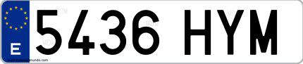 Ejemplo de matrícula española 5436 HYM
