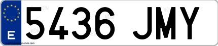 Ejemplo de matrícula española 5436 JMY