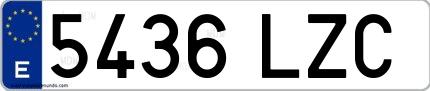 Ejemplo de matrícula española 5436 LZC