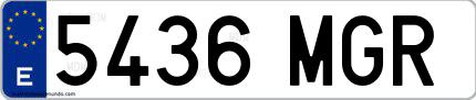 Ejemplo de matrícula española 5436 MGR
