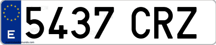 Ejemplo de matrícula de coche ordinaria 5437 CRZ