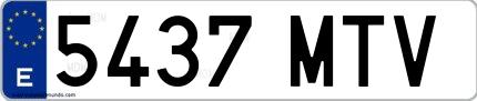 Ejemplo de matrícula de coche ordinaria 5437 MTV