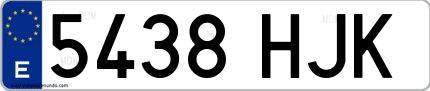 Ejemplo de matrícula española 5438 HJK