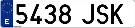 Ejemplo de matrícula española 5438 JSK