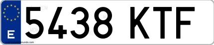 Ejemplo de matrícula española 5438 KTF