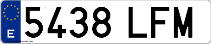Ejemplo de matrícula de coche ordinaria 5438 LFM
