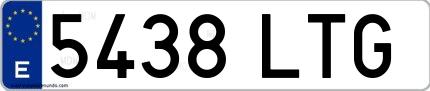 Ejemplo de matrícula española 5438 LTG