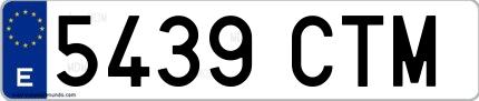 Ejemplo de matrícula española 5439 CTM