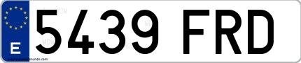 Ejemplo de matrícula española 5439 FRD