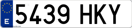Ejemplo de matrícula de coche ordinaria 5439 HKY
