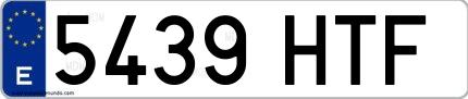 Ejemplo de matrícula española 5439 HTF