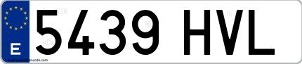 Ejemplo de matrícula de coche ordinaria 5439 HVL