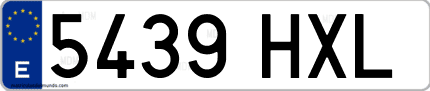 Ejemplo de matrícula de coche ordinaria 5439 HXL