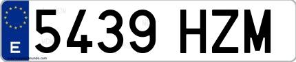 Ejemplo de matrícula española 5439 HZM