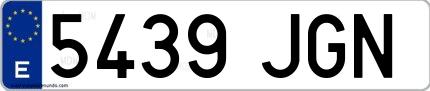 Ejemplo de matrícula española 5439 JGN