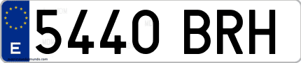 Ejemplo de matrícula de coche ordinaria 5440 BRH