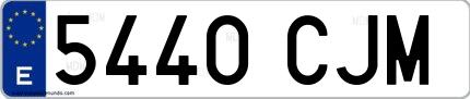 Ejemplo de matrícula española 5440 CJM