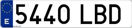 Ejemplo de matrícula española 5440 LBD