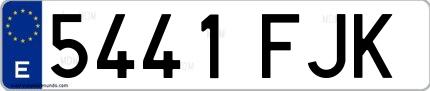 Ejemplo de matrícula española 5441 FJK