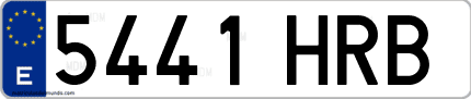 Ejemplo de matrícula de coche ordinaria 5441 HRB
