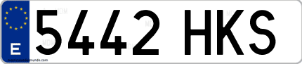 Ejemplo de matrícula de coche ordinaria 5442 HKS