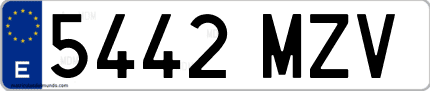 Ejemplo de matrícula de coche ordinaria 5442 MZV