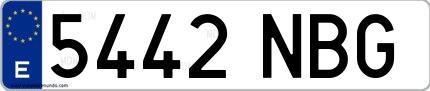 Ejemplo de matrícula española 5442 NBG