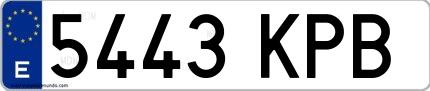 Ejemplo de matrícula española 5443 KPB
