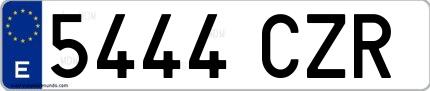 Ejemplo de matrícula española 5444 CZR