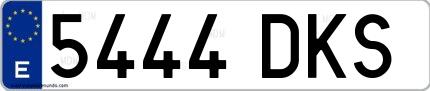 Ejemplo de matrícula de coche ordinaria 5444 DKS