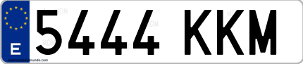 Ejemplo de matrícula de coche ordinaria 5444 KKM