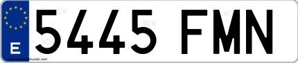 Ejemplo de matrícula española 5445 FMN