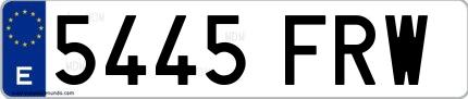 Ejemplo de matrícula española 5445 FRW