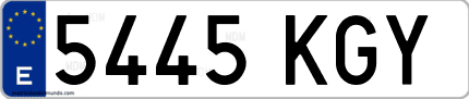 Ejemplo de matrícula de coche ordinaria 5445 KGY