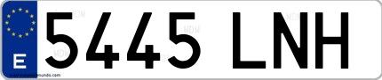 Ejemplo de matrícula de coche ordinaria 5445 LNH