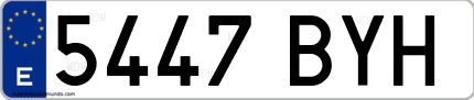Ejemplo de matrícula de coche ordinaria 5447 BYH