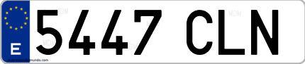 Ejemplo de matrícula de coche ordinaria 5447 CLN