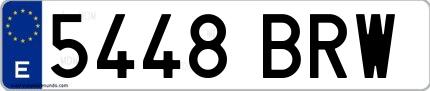Ejemplo de matrícula española 5448 BRW