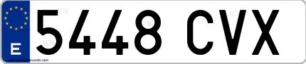 Ejemplo de matrícula española 5448 CVX