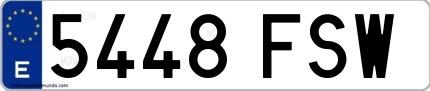 Ejemplo de matrícula española 5448 FSW
